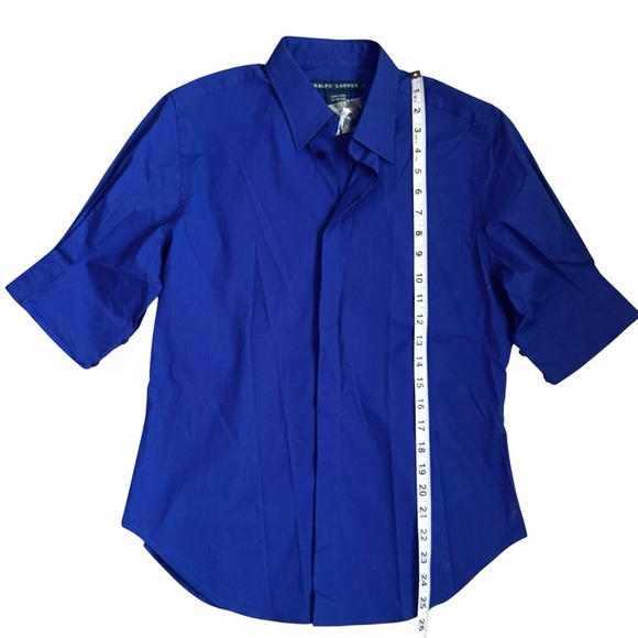RALPH LAUREN Blue Label Stretch Button Down Shirt Cobalt Womens Medium - Picture 8 of 9